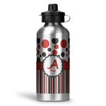 Red & Black Dots & Stripes Water Bottles - 20 oz - Aluminum (Personalized)