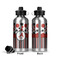 Red & Black Dots & Stripes Aluminum Water Bottle - Front and Back
