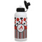 Red & Black Dots & Stripes Aluminum Water Bottle - White Front
