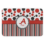 Red & Black Dots & Stripes Anti-Fatigue Kitchen Mat (Personalized)