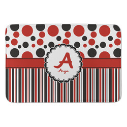 Red & Black Dots & Stripes Anti-Fatigue Kitchen Mat (Personalized)