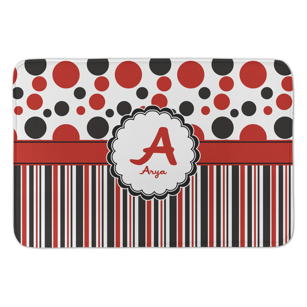 Custom Red & Black Dots & Stripes Anti-Fatigue Kitchen Mat (Personalized)