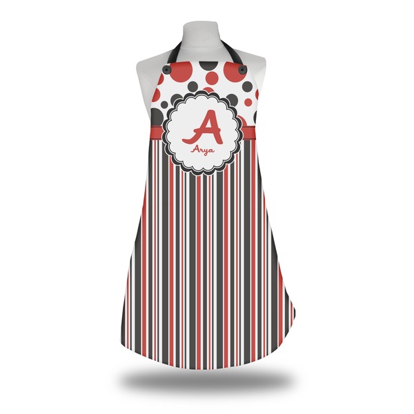 Red & Black Dots & Stripes Apron on Mannequin
