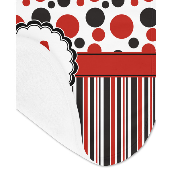 Red & Black Dots & Stripes Baby Bib - AFT detail