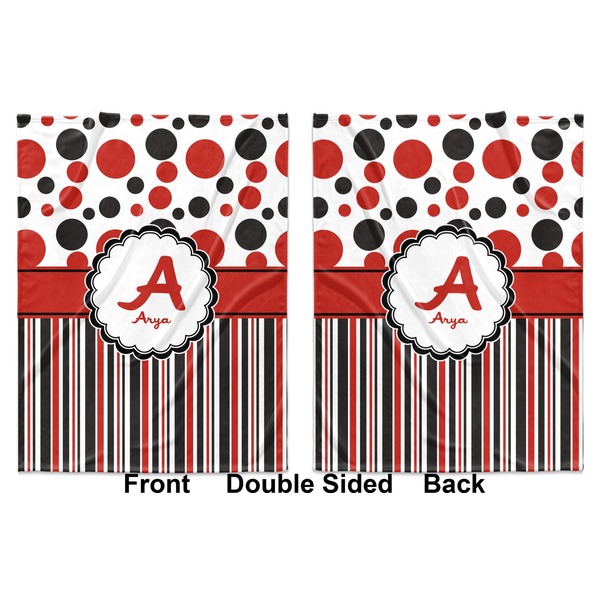 Red & Black Dots & Stripes Baby Blanket (Double Sided - Printed Front and Back)