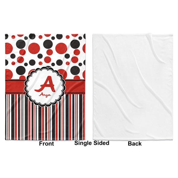 Red & Black Dots & Stripes Baby Blanket (Single Side - Printed Front, White Back)