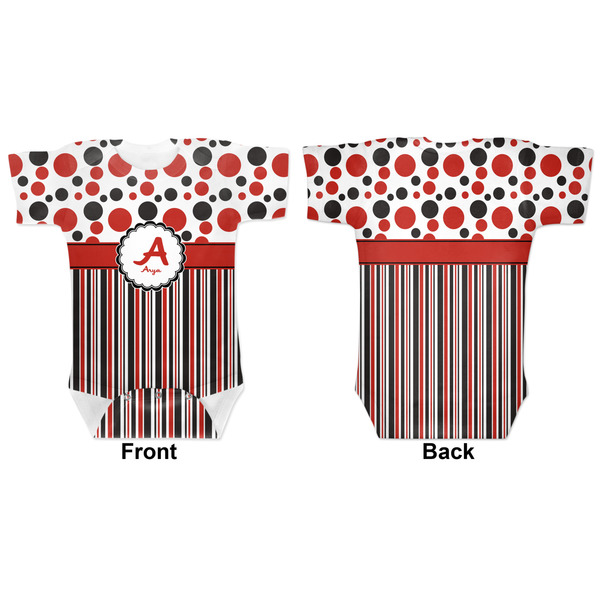 Red & Black Dots & Stripes Baby Bodysuit Approval