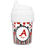 Red & Black Dots & Stripes Baby Sippy Cup (Personalized)