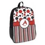Red & Black Dots & Stripes Kids Backpack (Personalized)