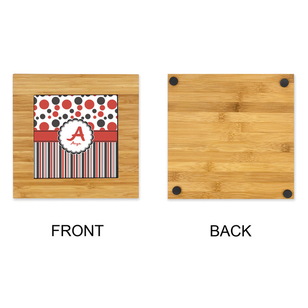 Red & Black Dots & Stripes Bamboo Trivet with 6" Tile - APPROVAL