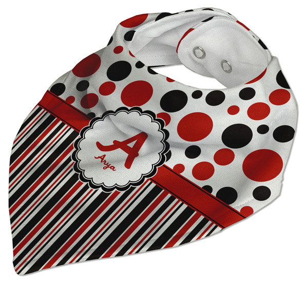 Red & Black Dots & Stripes Bandana Closed
