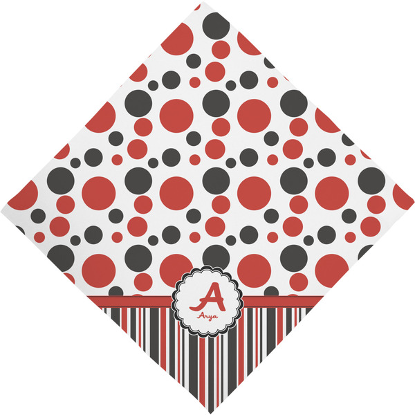 Red & Black Dots & Stripes Bandana - Full View