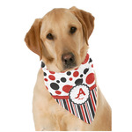Red & Black Dots & Stripes Dog Bandana Scarf w/ Name and Initial