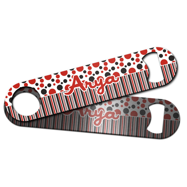 Red & Black Dots & Stripes Bar Bottle Opener - Main