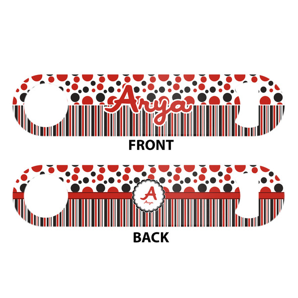 Red & Black Dots & Stripes Bar Bottle Opener - White - Approval