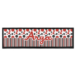 Red & Black Dots & Stripes Bar Mat - Large (Personalized)