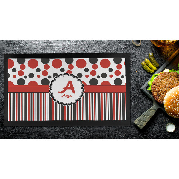 Red & Black Dots & Stripes Bar Mat - Small - LIFESTYLE