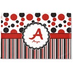 Red & Black Dots & Stripes Woven Mat (Personalized)