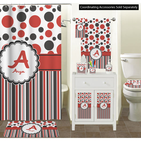 Red & Black Dots & Stripes Bathroom Scene