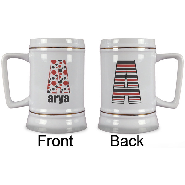 Red & Black Dots & Stripes Beer Stein - Approval