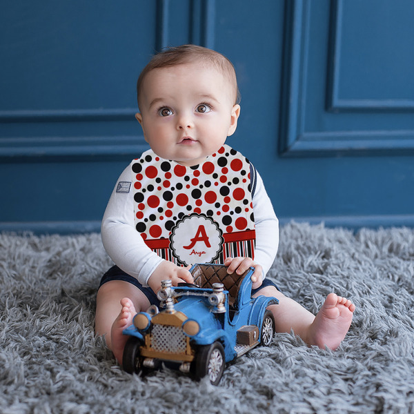 Red & Black Dots & Stripes Bib Lifestyle Boy
