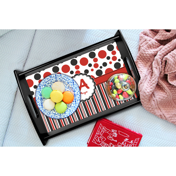 Red & Black Dots & Stripes Black Tray - Lifestyle (UPDATED)