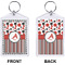 Red & Black Dots & Stripes Bling Keychain (Front + Back)