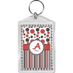 Red & Black Dots & Stripes Bling Keychain (Personalized)