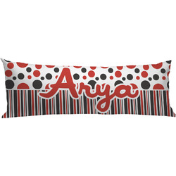Red & Black Dots & Stripes Body Pillow Case (Personalized)