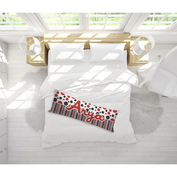 Red & Black Dots & Stripes Body Pillow - LIFESTYLE