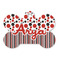 Red & Black Dots & Stripes Bone Shaped Dog ID Tag (Personalized)