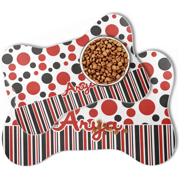 Red & Black Dots & Stripes Bone Shaped Dog Mats - MAIN