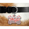 Red & Black Dots & Stripes Bone Shaped Dog Tag on Collar & Dog