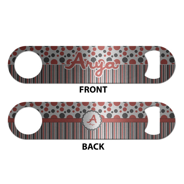 Red & Black Dots & Stripes Bottle Opener - Front & Back