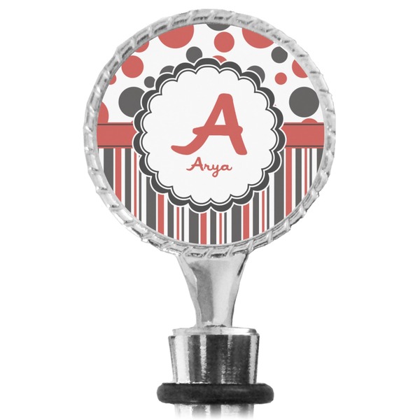 Red & Black Dots & Stripes Bottle Stopper Main View