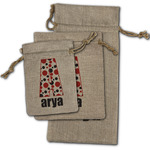 Red & Black Dots & Stripes Burlap Gift Bag (Personalized)