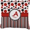 Red & Black Dots & Stripes Faux-Linen Throw Pillow 16" (Personalized)