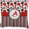 Red & Black Dots & Stripes Faux-Linen Throw Pillow 18" (Personalized)