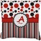 Red & Black Dots & Stripes Faux-Linen Throw Pillow 20" (Personalized)