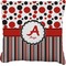Red & Black Dots & Stripes Faux-Linen Throw Pillow 26" (Personalized)