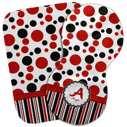 Red & Black Dots & Stripes Burp Cloth (Personalized)