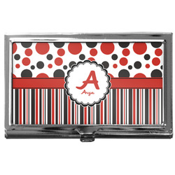 Red & Black Dots & Stripes Business Card Case