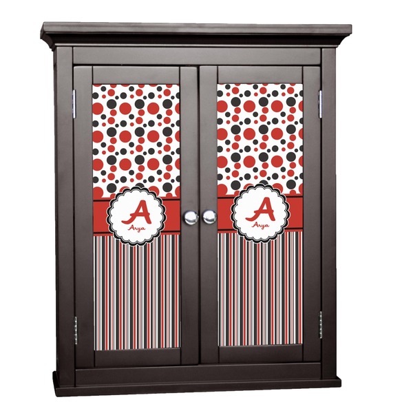 Custom Red & Black Dots & Stripes Cabinet Decal - Small (Personalized)