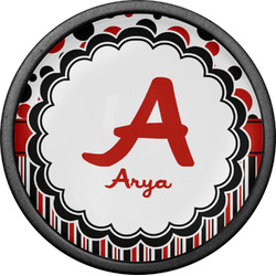 Red & Black Dots & Stripes Cabinet Knob (Black) (Personalized)