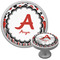 Red & Black Dots & Stripes Cabinet Knob (Silver) (Personalized)