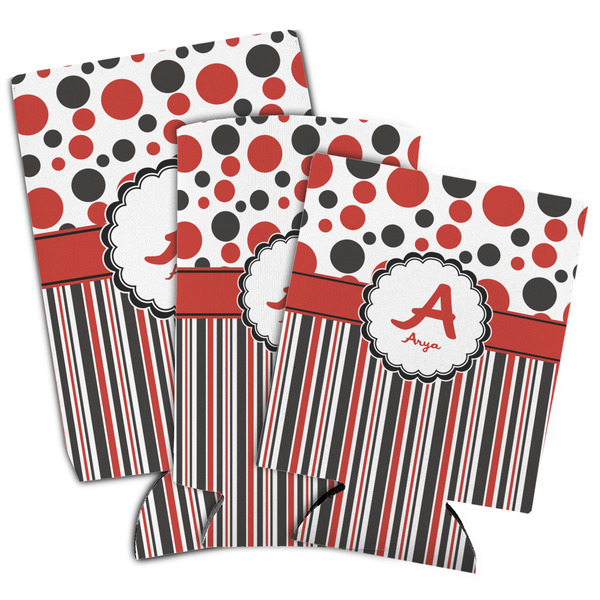 Red & Black Dots & Stripes Can Coolers - PARENT/MAIN