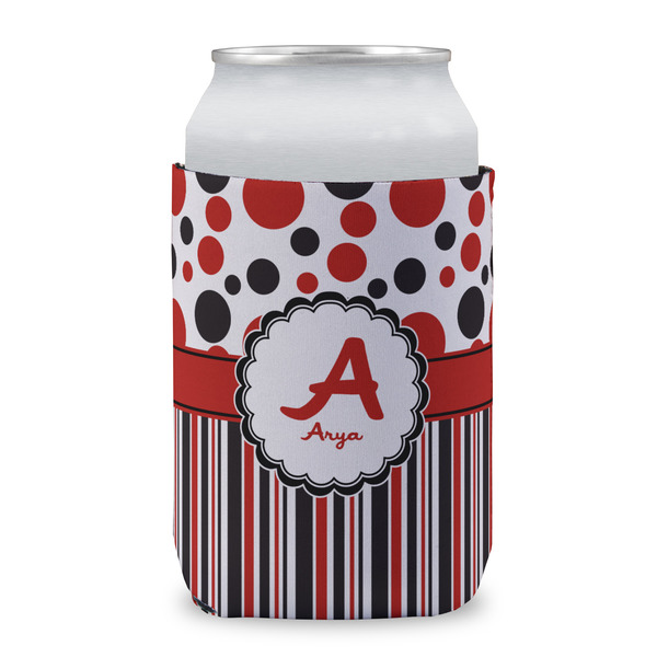 Red & Black Dots & Stripes Can Sleeve