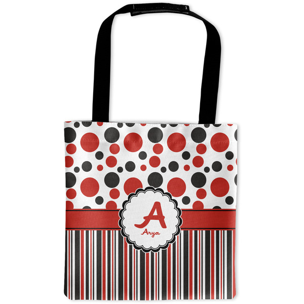 Custom Red & Black Dots & Stripes Auto Back Seat Organizer Bag (Personalized)