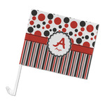 Red & Black Dots & Stripes Car Flag (Personalized)