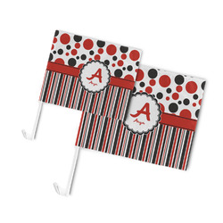 Red & Black Dots & Stripes Car Flag (Personalized)